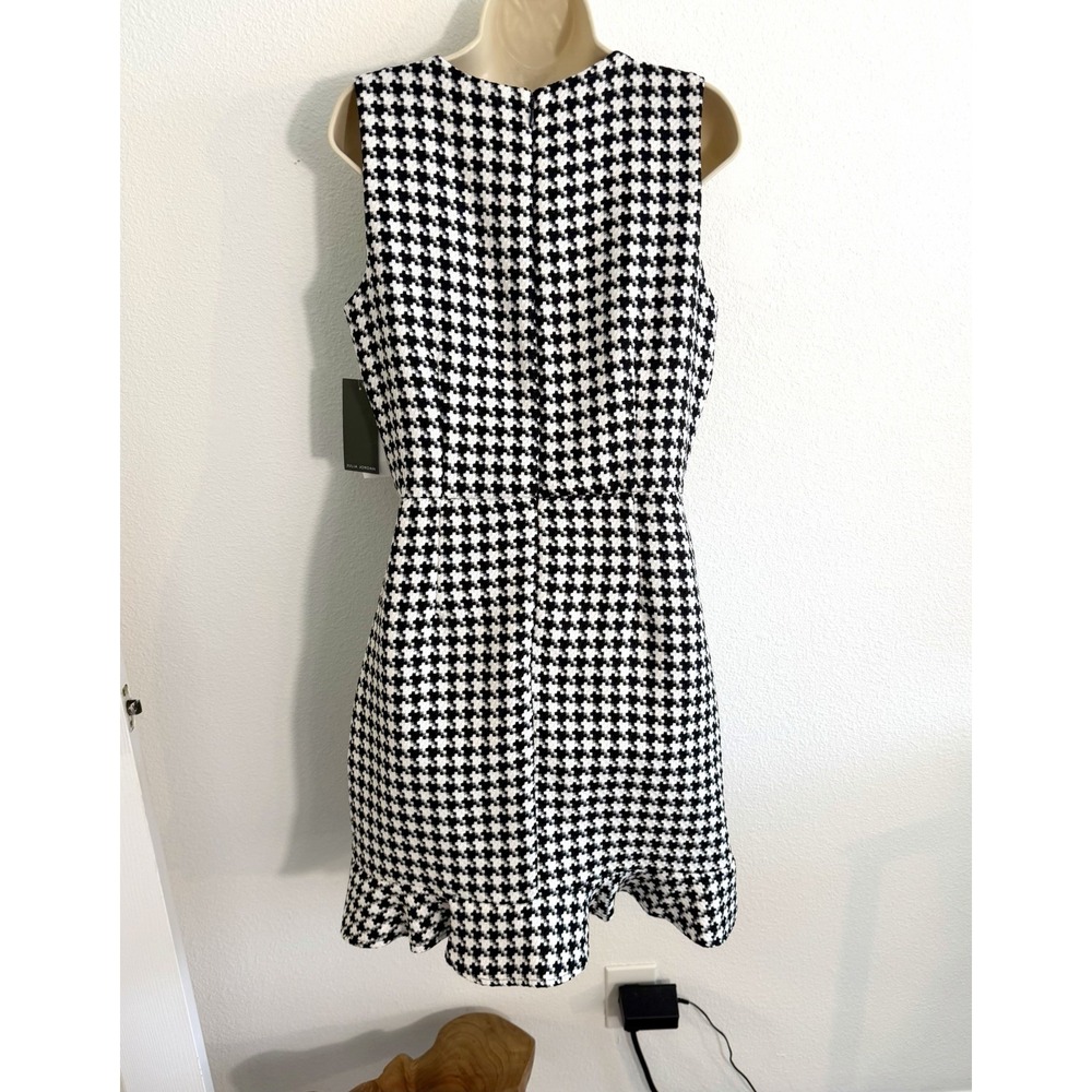 Julia Jordan A-Line Mini Dress NWT Sz 10 Houndstooth Sleeveless High Neck Ruffle - Picture 8 of 9